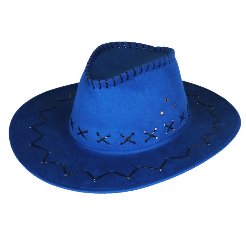 Cowboyhut Veloursoptik blau