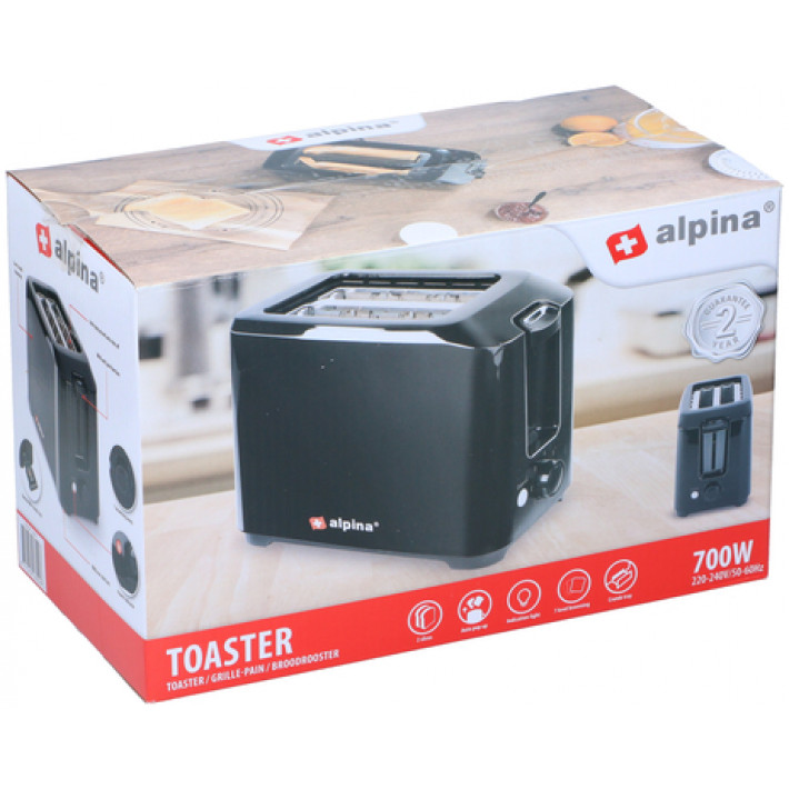 Toaster 700W Alpina schwarz