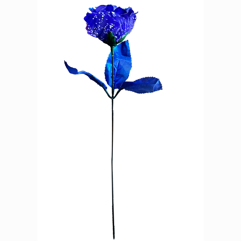 Rose 35cm blau Glitzer und Tüll