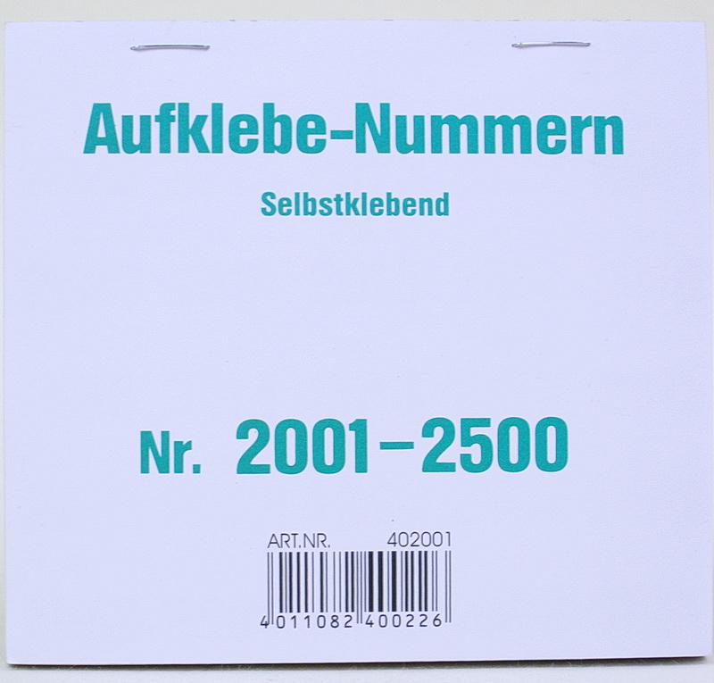 Nummernaufkleber 2001-2500 500er Block
