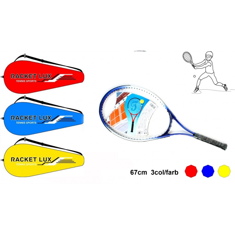Tennisschläger 67cm mit Tasche Farben sortiert